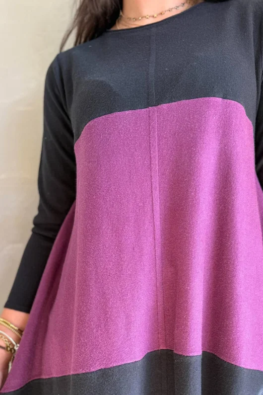 Agata Longline Split Side Knit Blackcurrant